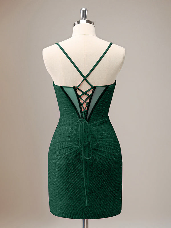 Sparkly Tight Sequin Corset Homecoming Dress with Lace Up Back