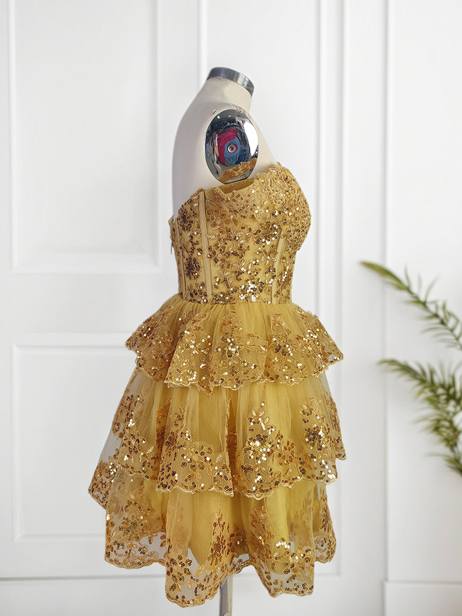 Sparkly A Line Off the Shoulder Homecoming Dress with Ruffles