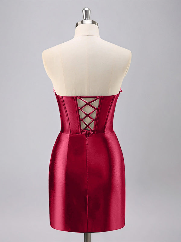Sparkly Bodycon Strapless Short Corset Homecoming Dress