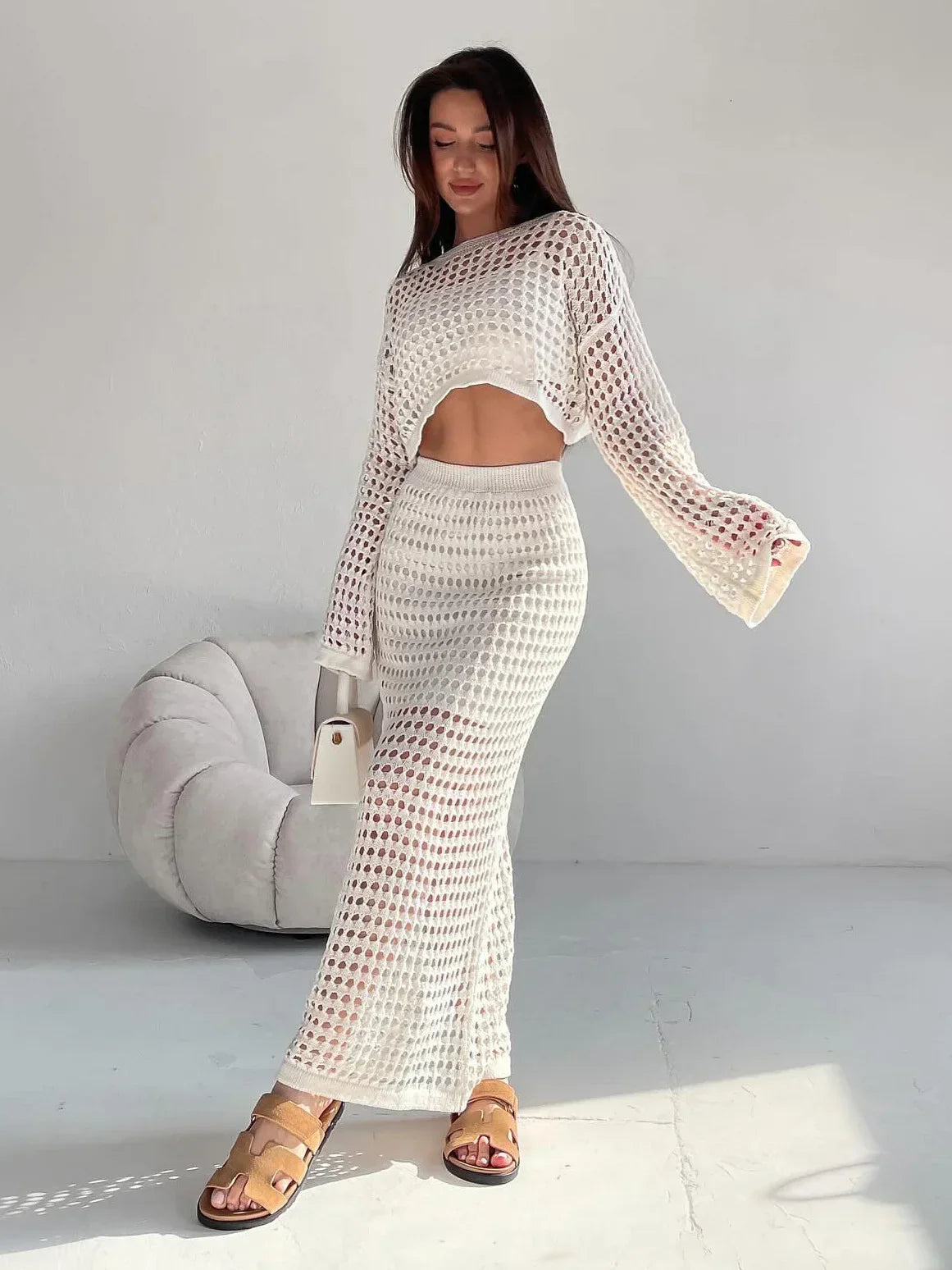 DressBetty - Summer Thin Knit Mesh Hollow-out Skirt - View 5 | VelvetHem