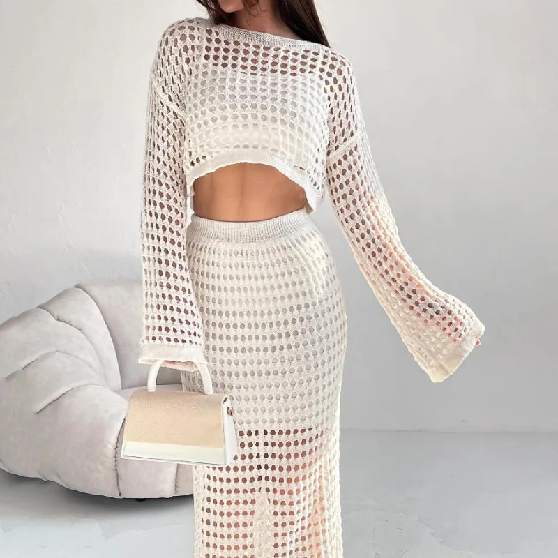 DressBetty - Summer Thin Knit Mesh Hollow-out Skirt - View 4 | VelvetHem