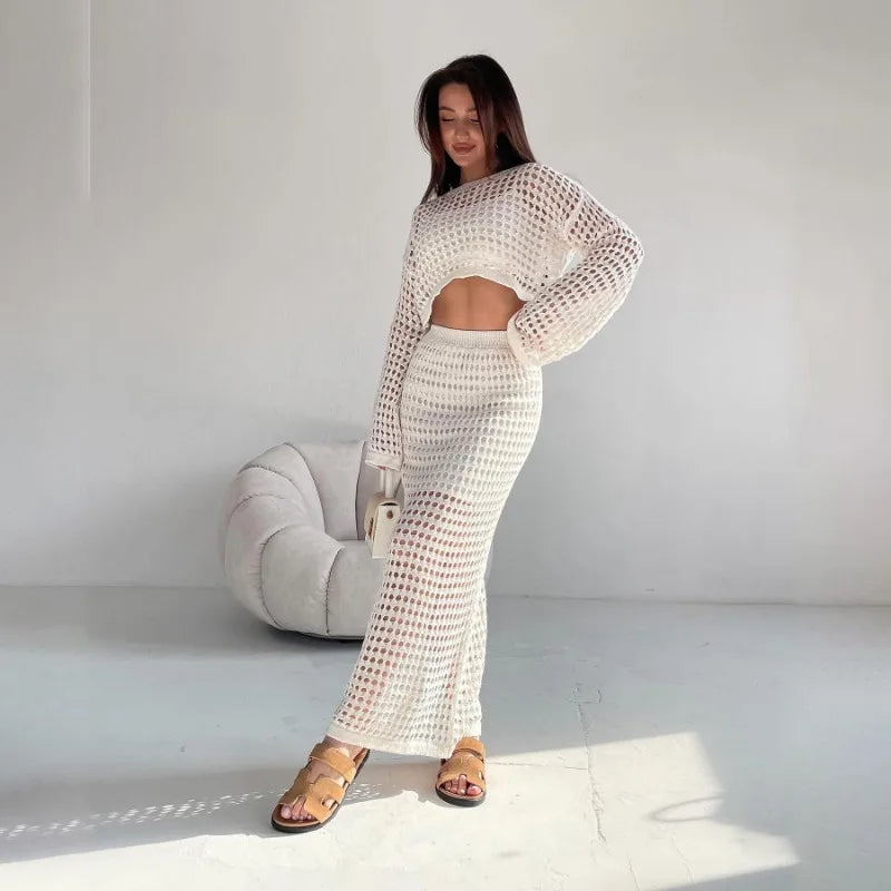 DressBetty - Summer Thin Knit Mesh Hollow-out Skirt - View 2 | VelvetHem