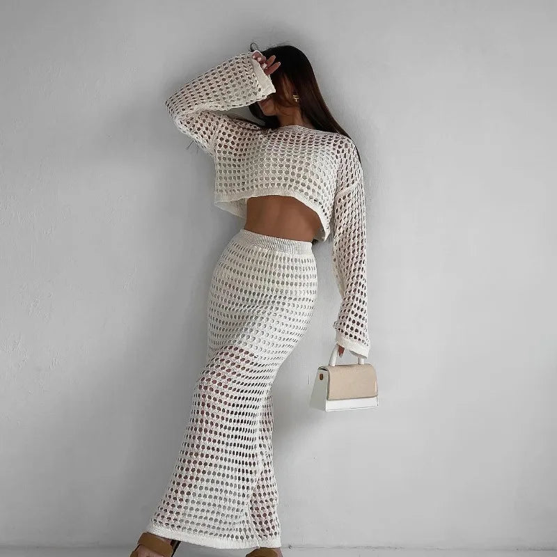 DressBetty - Summer Thin Knit Mesh Hollow-out Skirt - View 3 | VelvetHem