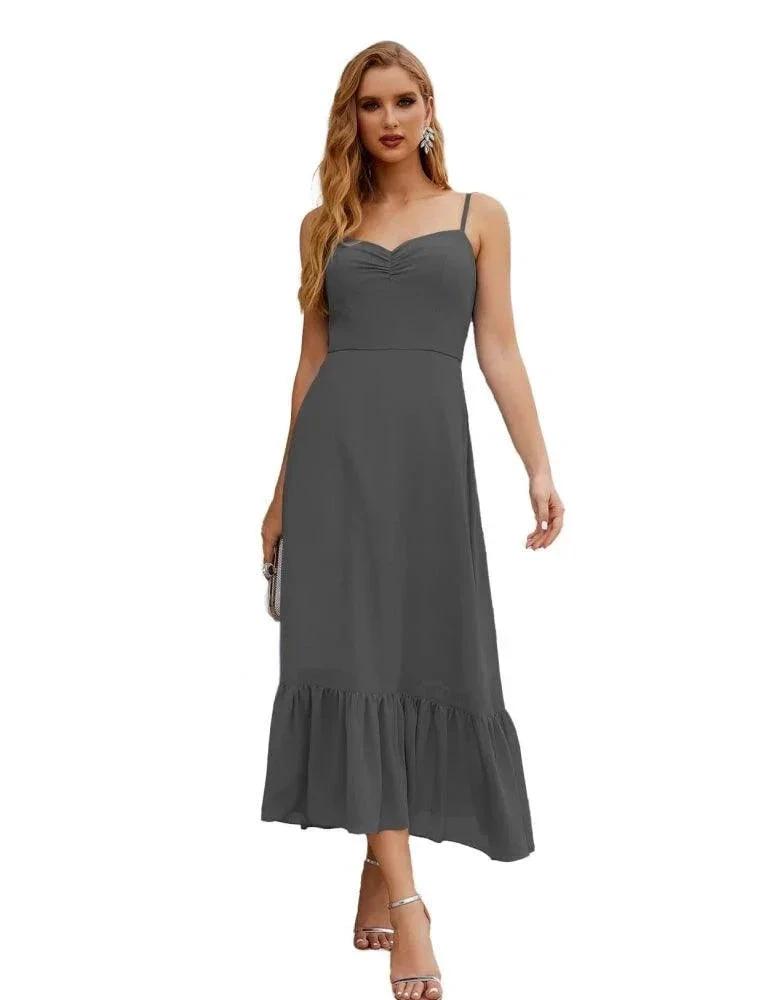 Numbersea Spaghetti Strap Chiffon Bridesmaid Dress Ankle Length Formal A Line Cocktail Party Homecoming Dress for Juniors SEA28028 by numbersea