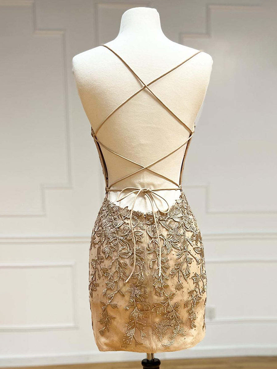 Lace Spaghetti Straps Tight Short Corset Homecoming Dress