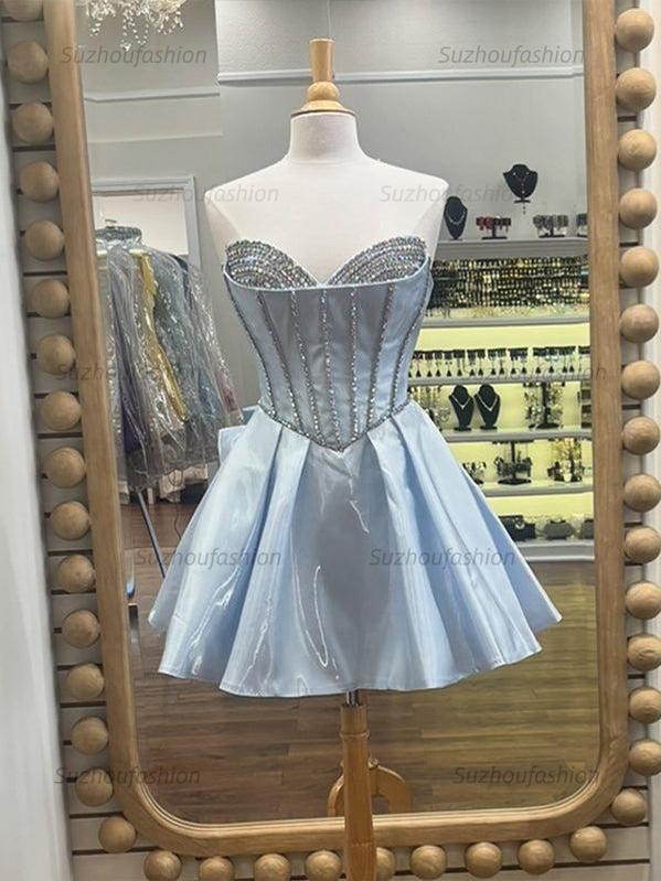 Suzhoufashion Strapless Mini Ball Gown Homecoming Dress with Bow