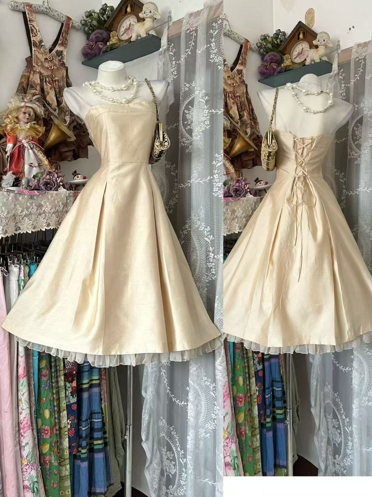 Strapless A Line Beige Homecoming Dress Short Birthday Dress J10540