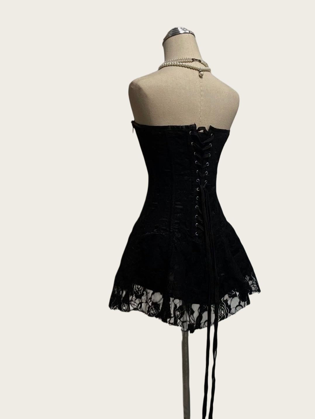Strapless A-Line Black Lace Birthday Dress Retro Homecoming Dress