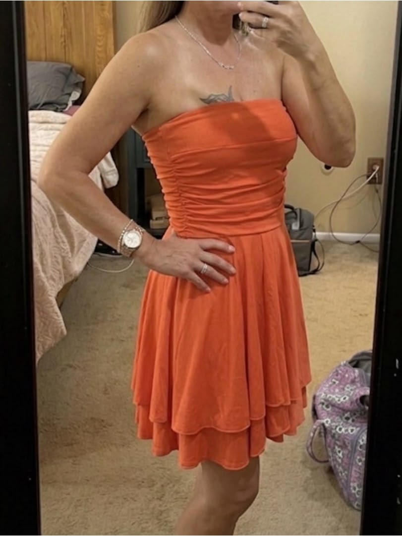 Strapless A Line Orange Short Homecoming Dress J11182