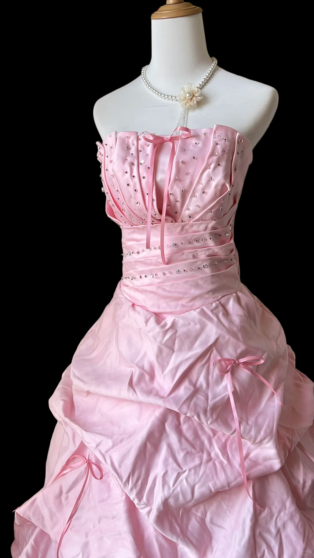 Strapless A-Line Pink Birthday Dress Princess Prom Dress