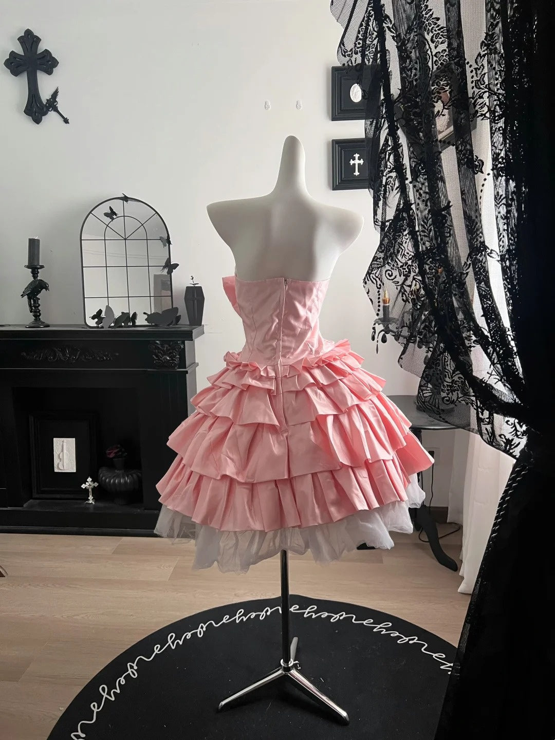 Strapless A-Line Pink Satin Homecoming Dress Cute Birthday Dress