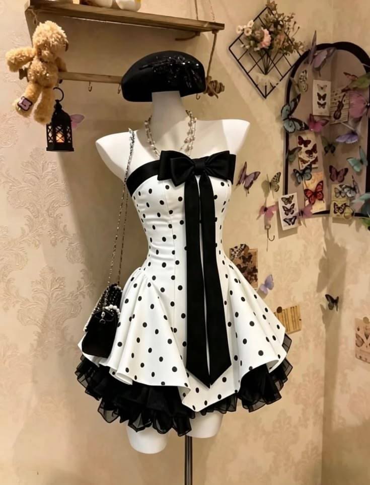 Strapless A-Line Polka Dot Homecoming Dress Short Birthday Dress
