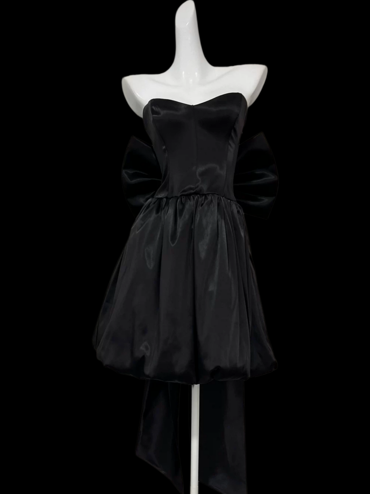 Strapless A-Line Satin Birthday Dress with Bow Knot Short Homecoming Dress