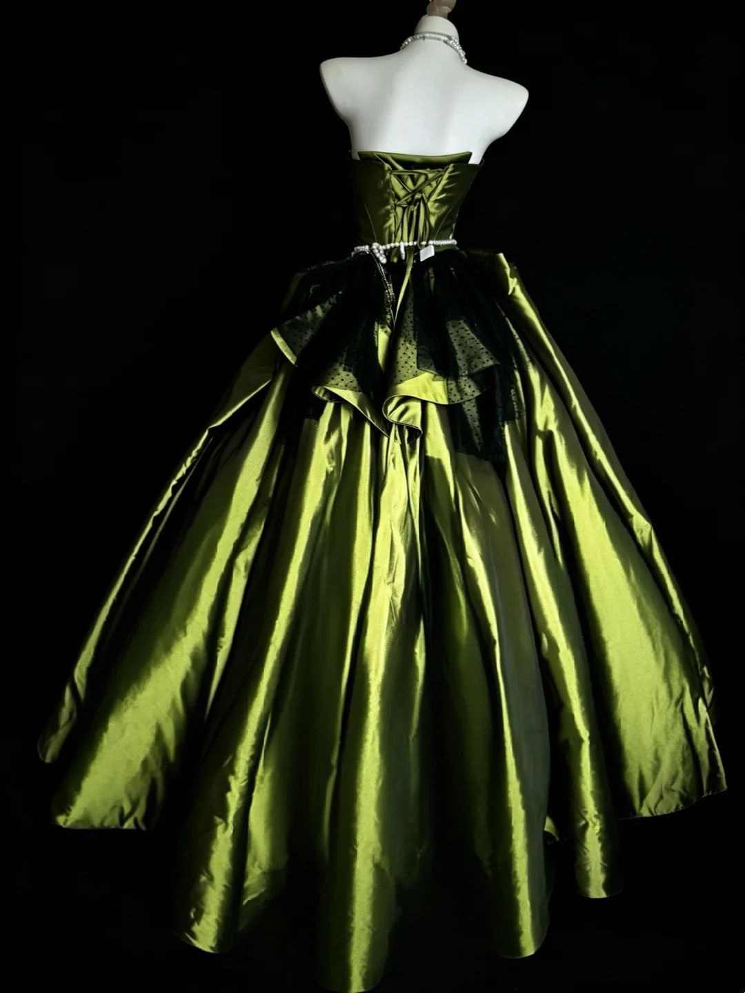 Strapless A Line Satin Green Formal Prom Dress Birthday Gown J10122