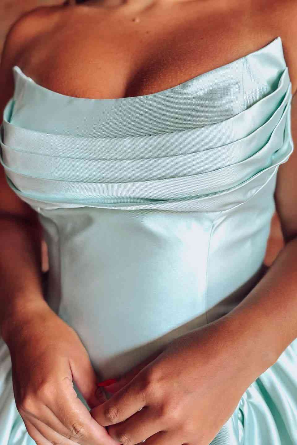 Strapless A Line Satin Homecoming Dress Short Party Dress J11229