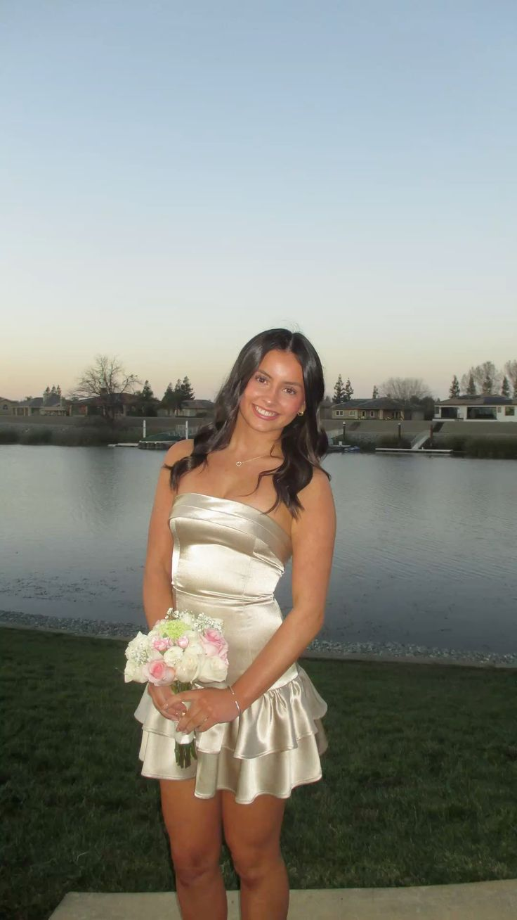 Strapless A-Line Satin Ruffled Homecoming Dress