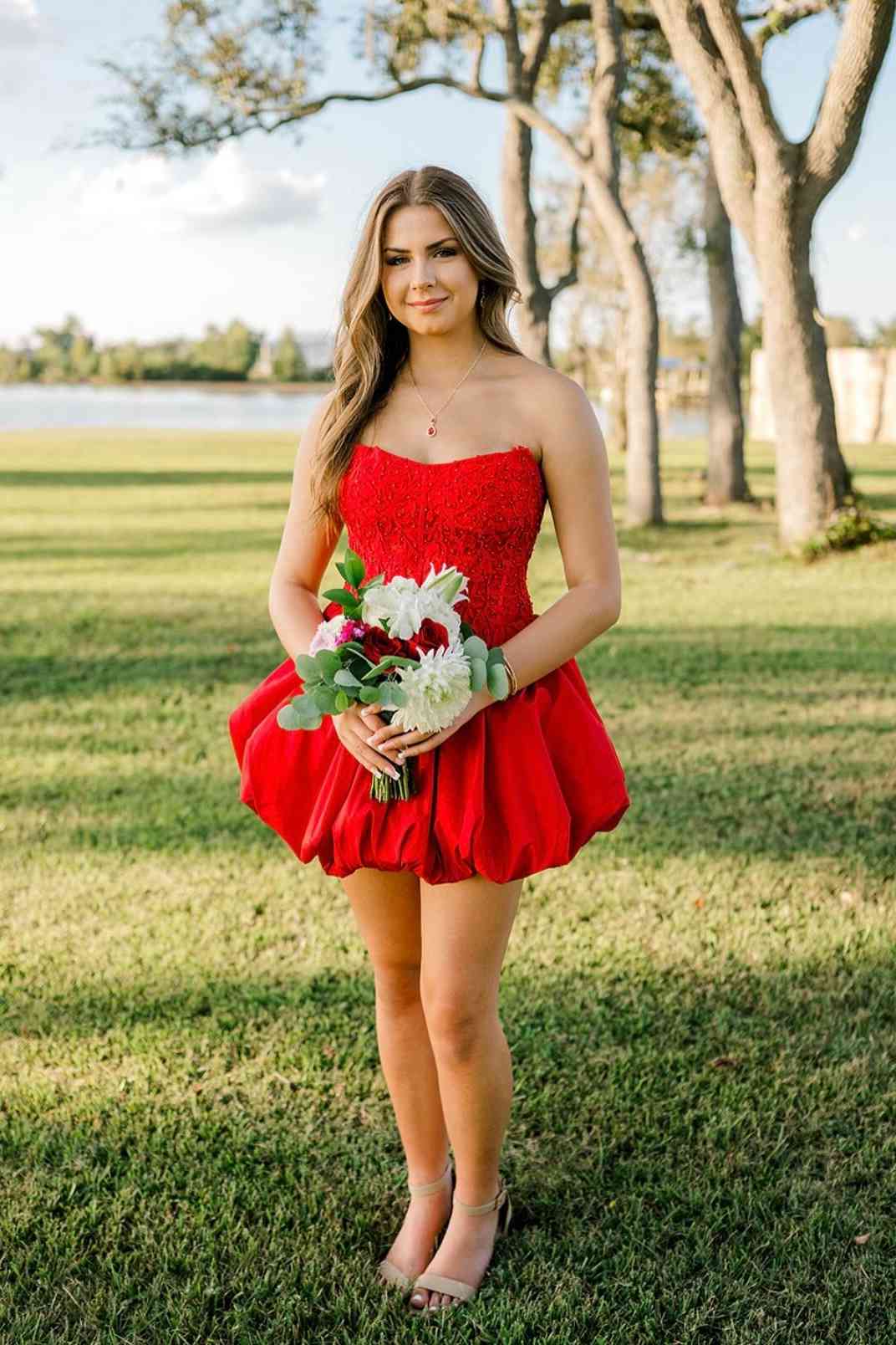 Strapless A-Line Short Homecoming Dress With Appliques
