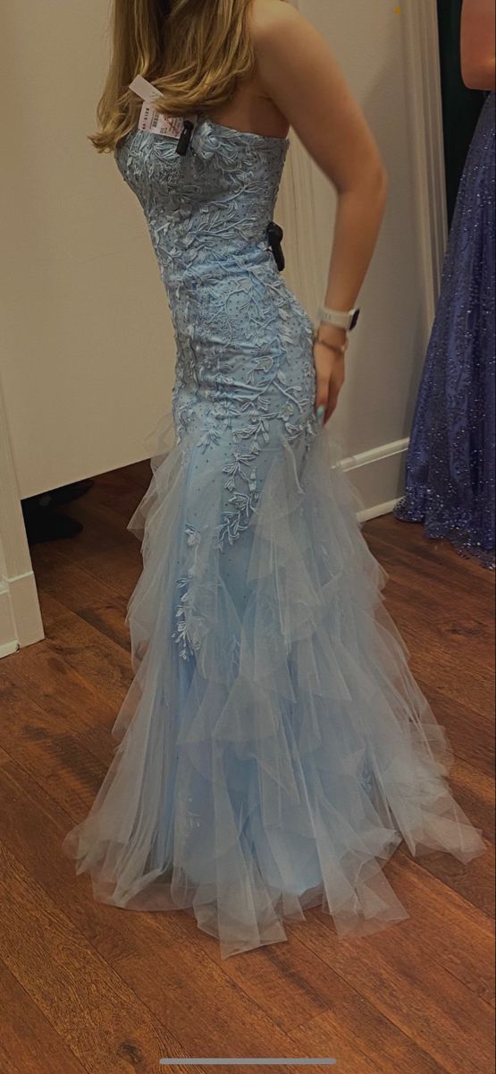 Strapless Appliques Mermaid Long Prom Dress