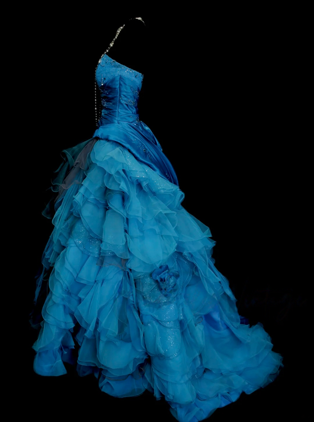 Strapless Ball Gown Blue Sweet 16 Birthday Dress Tulle Quinceanera Dress