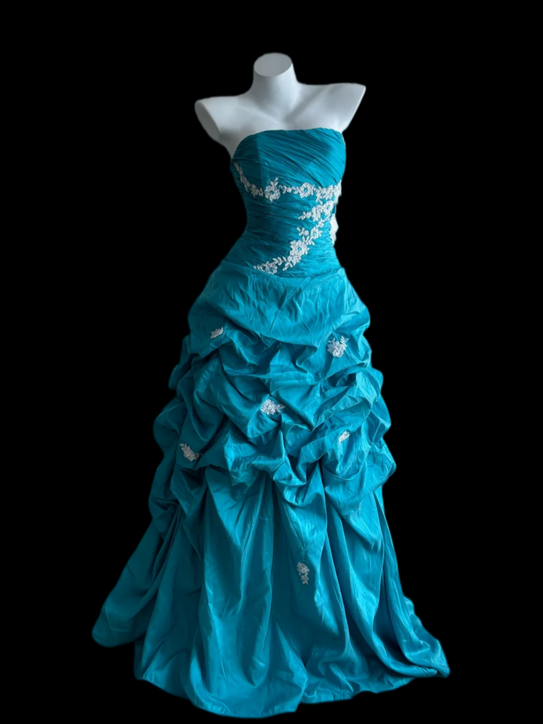 Strapless Blue Prom Dress Taffeta Formal Evening Dress J9856