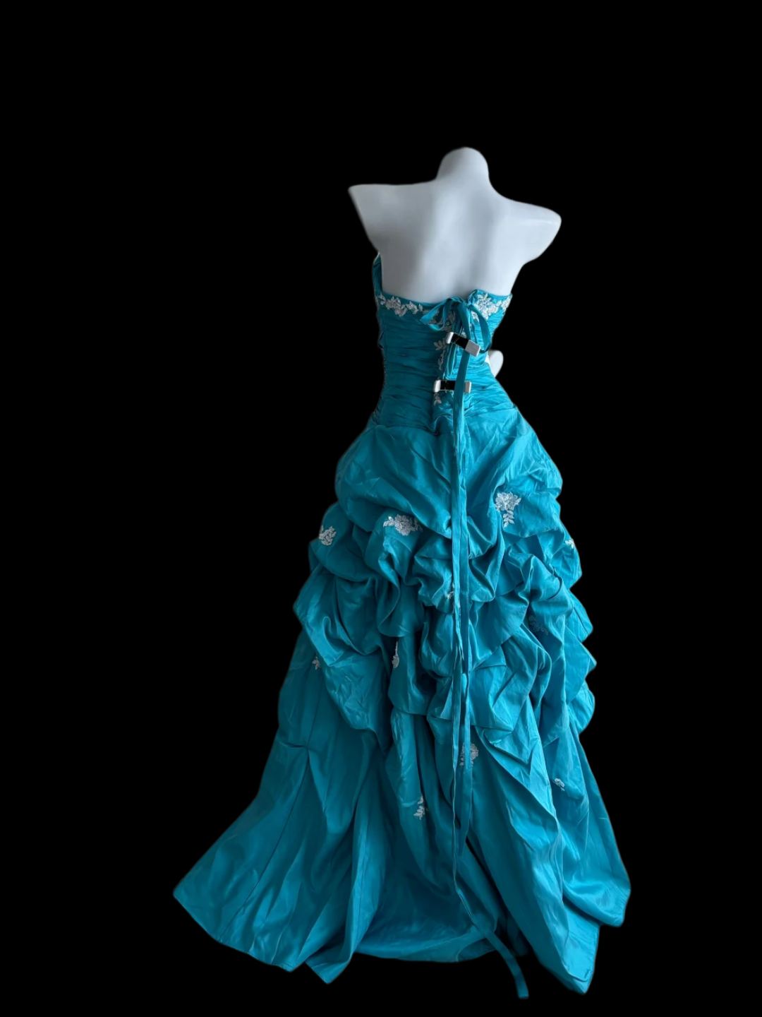 Strapless Blue Prom Dress Taffeta Formal Evening Dress J9856