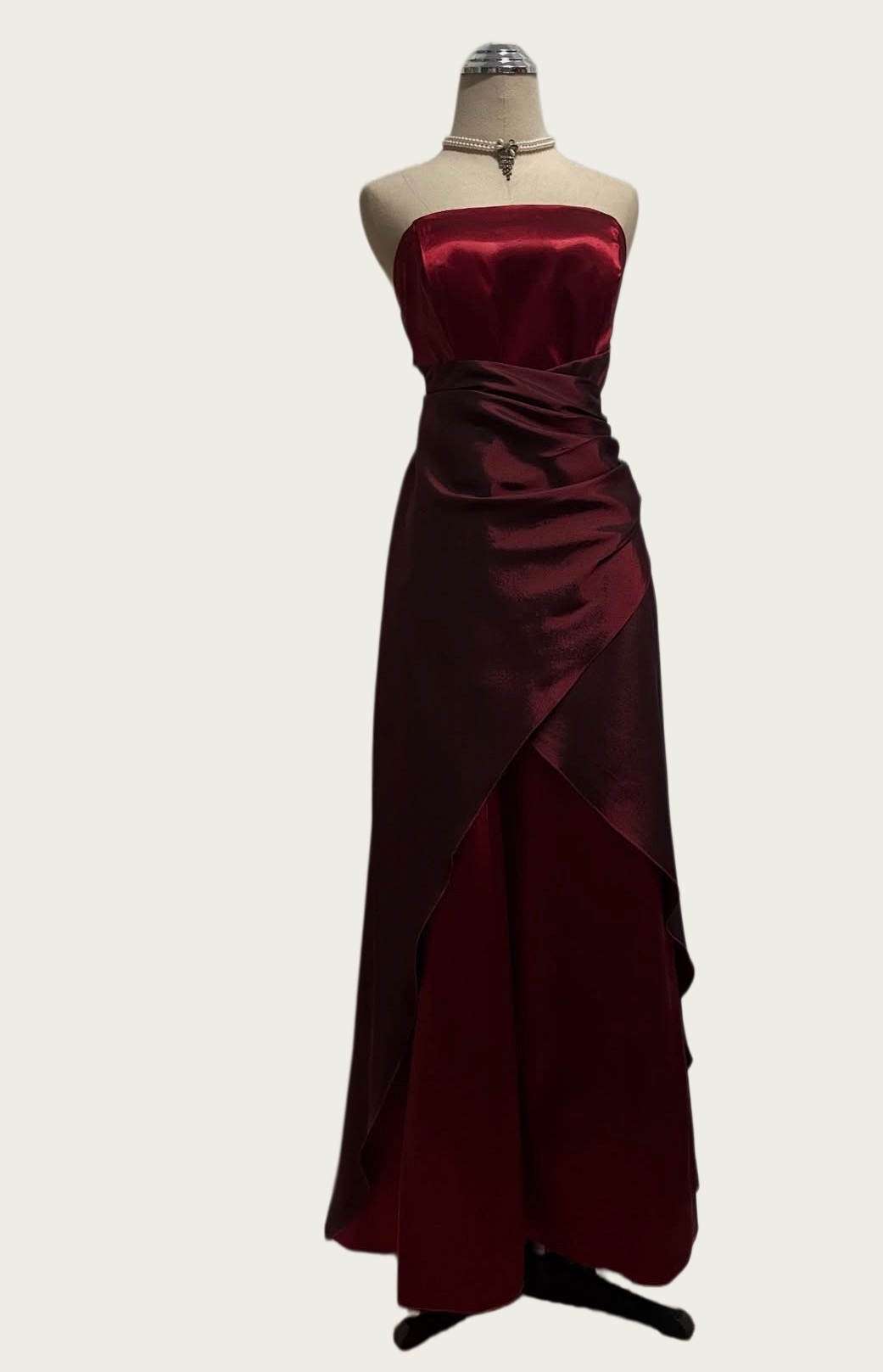 Strapless Burgundy A-Line Prom Dress Retro Evening Dress