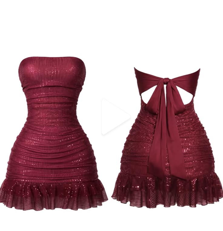 Strapless Burgundy Sequin Homecoming Dress Ruffled Short Party Dress