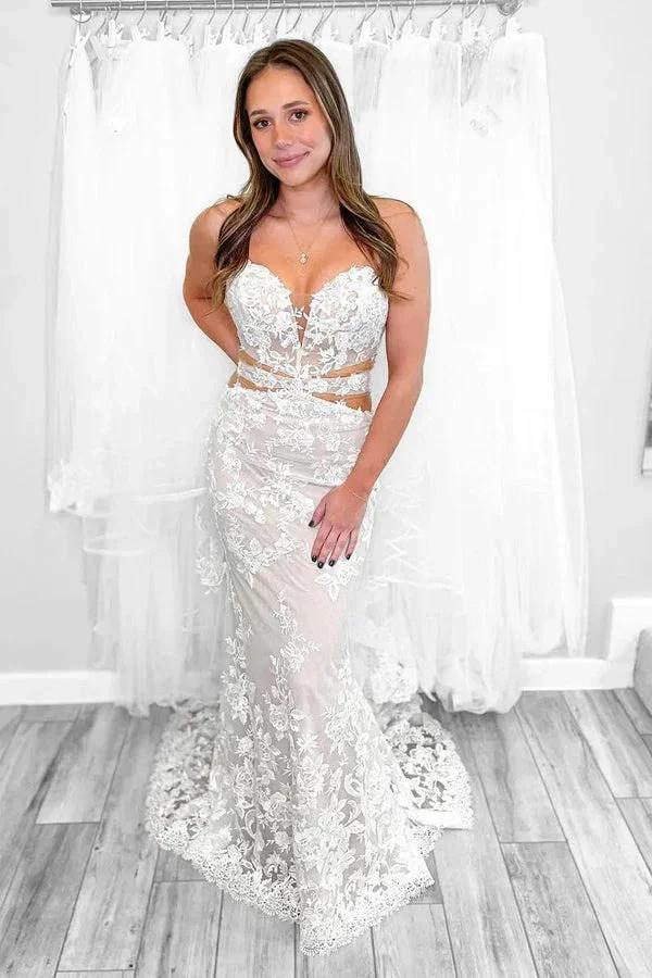 Strapless Elegant Mermaid Wedding Dress With Lace Appliques (ZD16069) - VelvetHem
