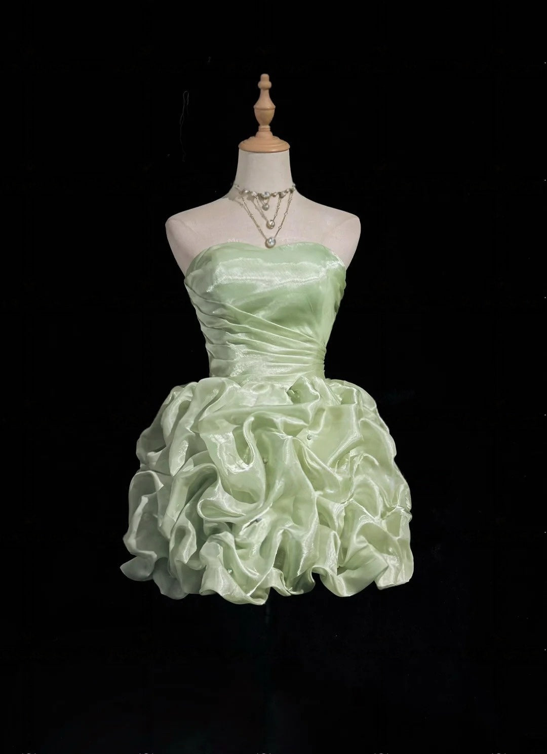 Strapless Fruit Green Short Homecoming Dress Mini Birthday Dress J10337