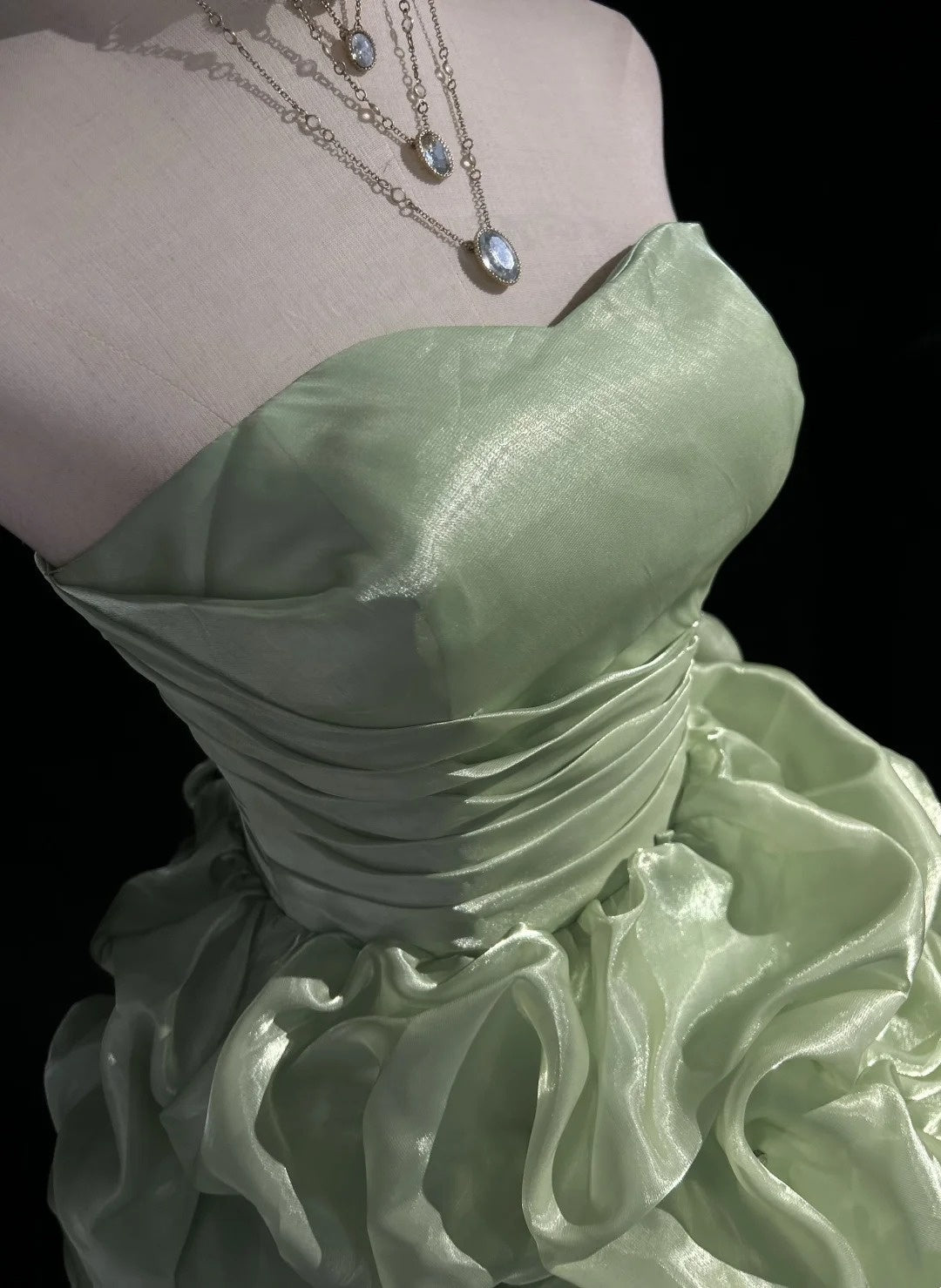 Strapless Fruit Green Short Homecoming Dress Mini Birthday Dress J10337