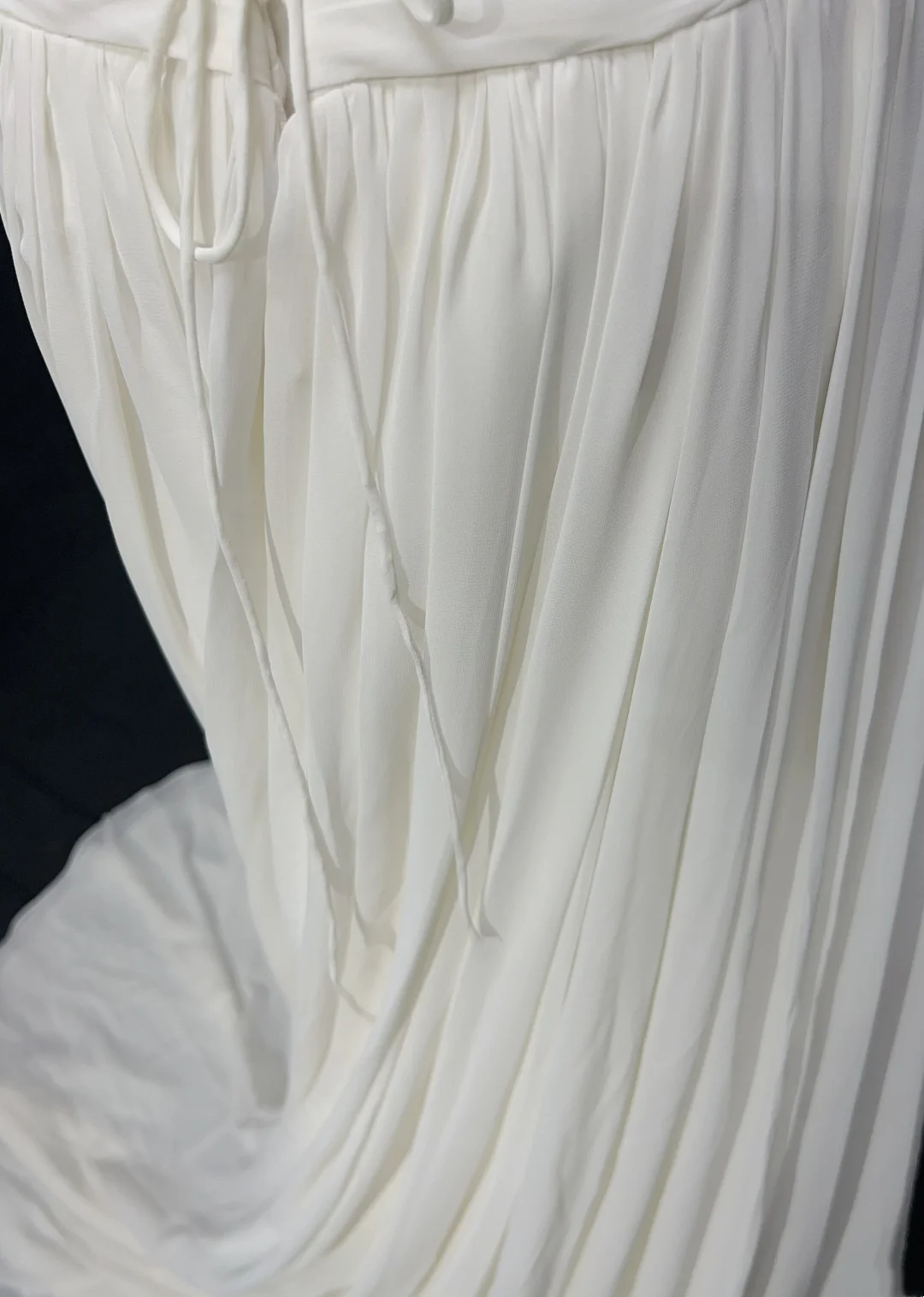 Strapless Ivory Chiffon Wedding Dress Peal Appliques Prom Dress