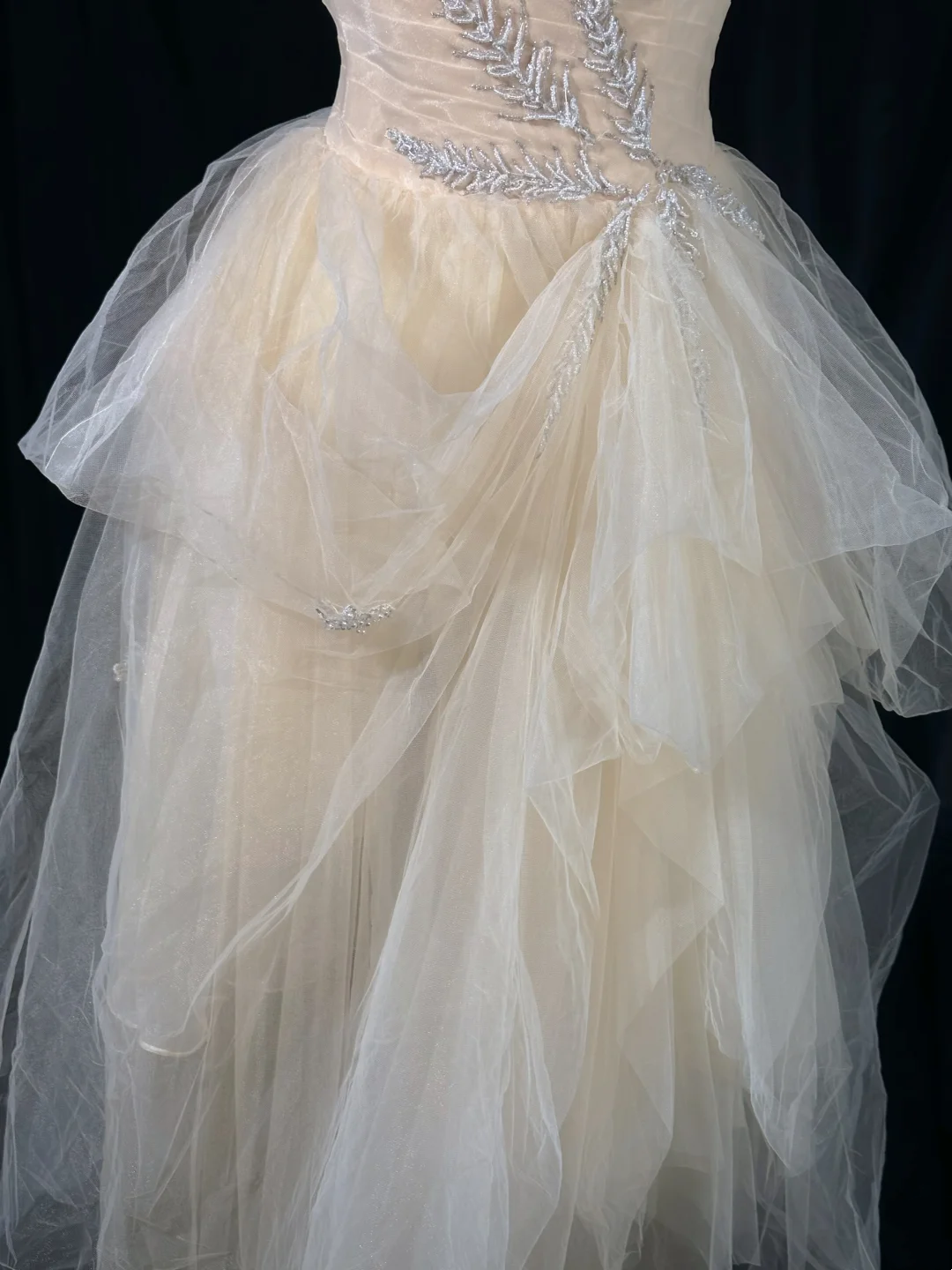 Strapless Light Yellow Tulle Prom Dress A Line Birthday Gown J10060