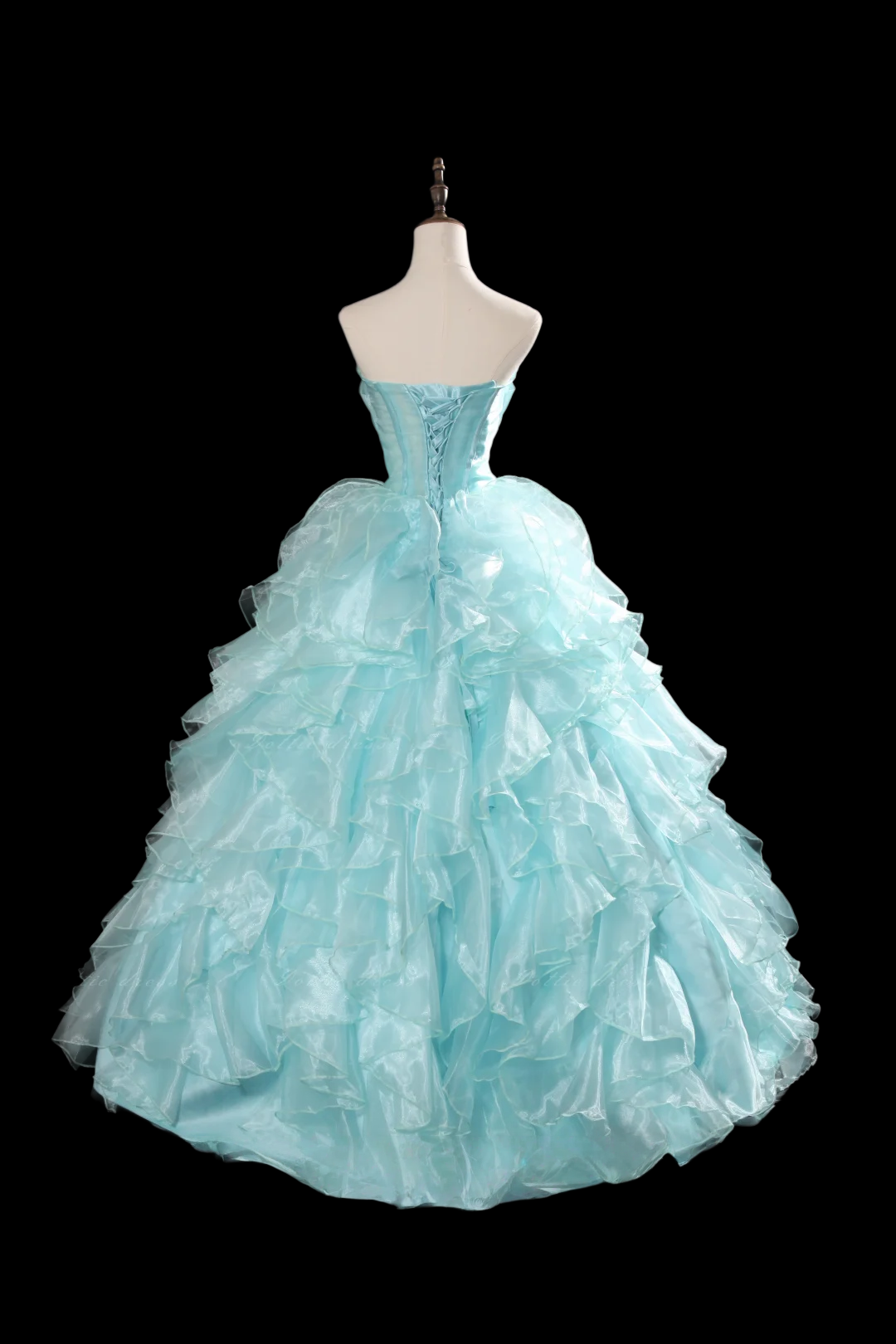 Strapless Mint Green Ruffled Quinceanera Ball Gown Sweet 16 Birthday Dress