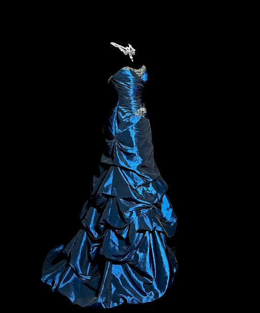 Strapless Navy Blue Formal Prom Dress Beaded Retro Evening Gown J11039