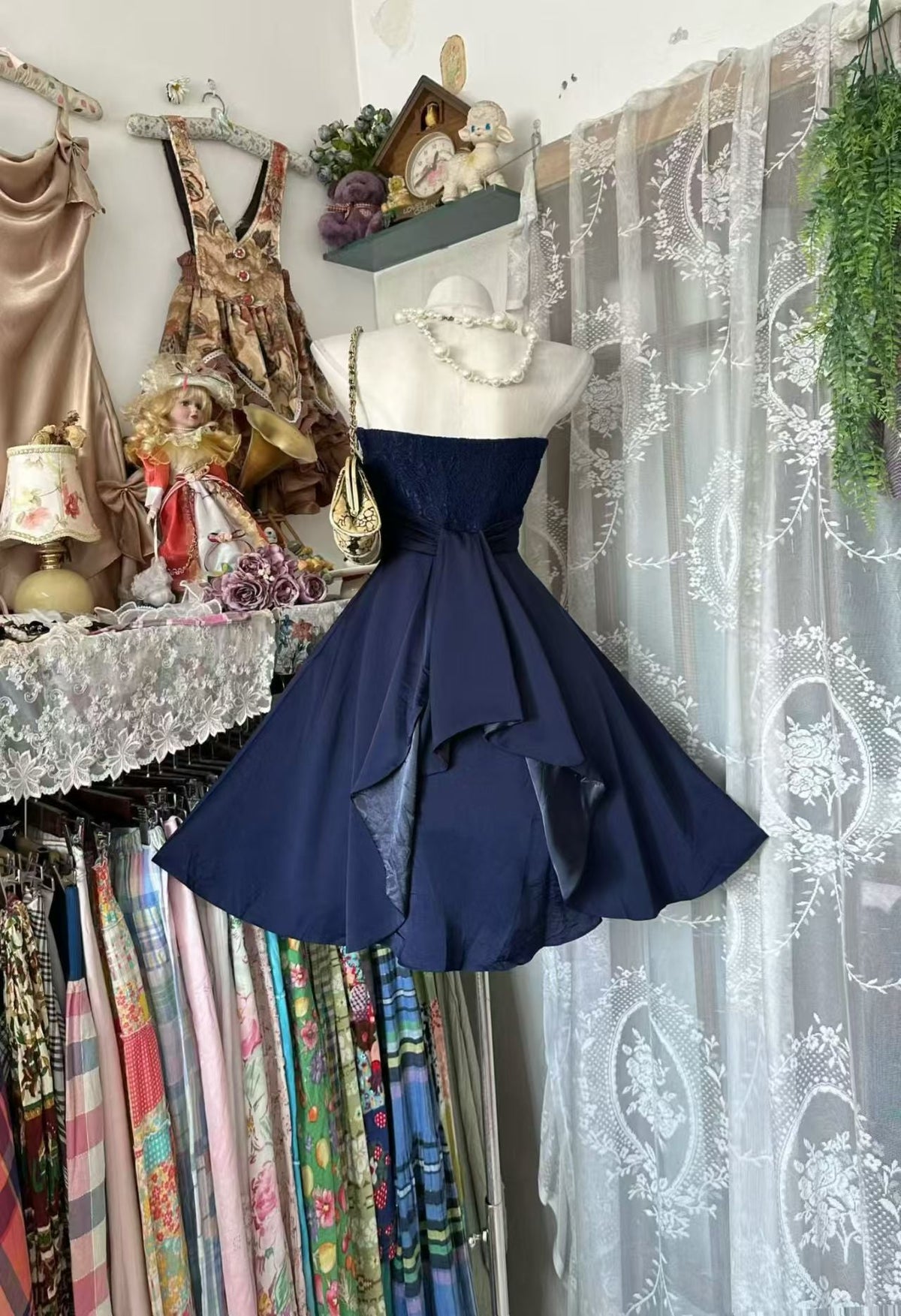 Strapless Navy Blue Short Homecoming Dress A Line Birthday Dress J10911
