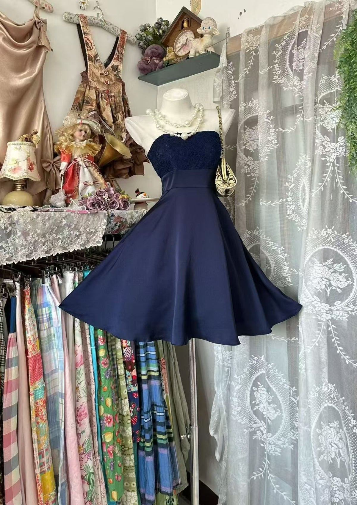 Strapless Navy Blue Short Homecoming Dress A Line Birthday Dress J10911