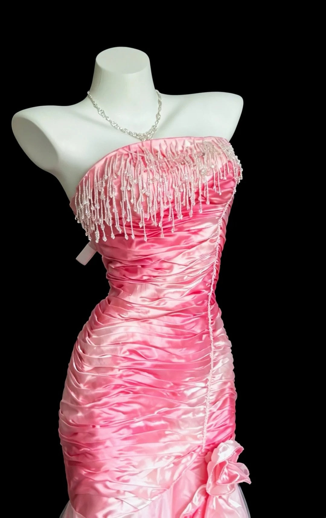 Strapless Pink Mermaid Formal Prom Dress Retro Evening Gown J10773