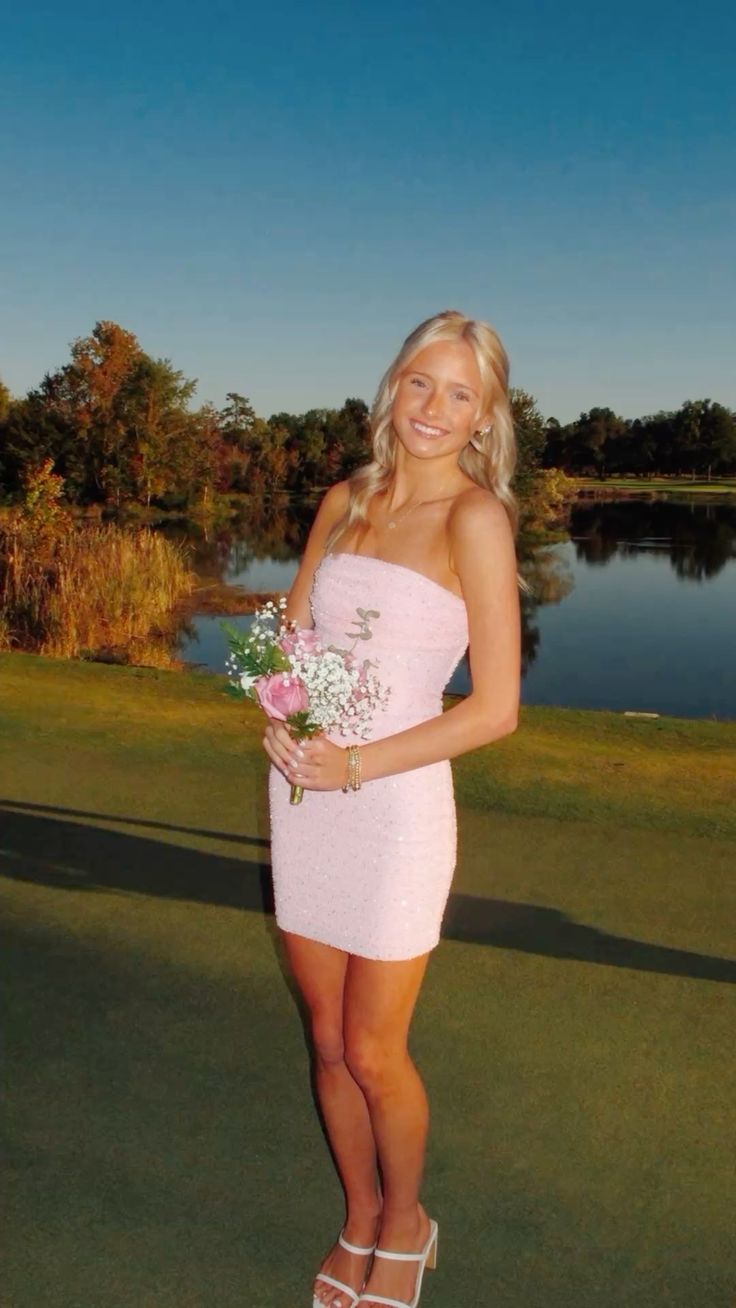 Strapless Pink Sheath Homecoming Dress Sparkle Short Party Dress J11533
