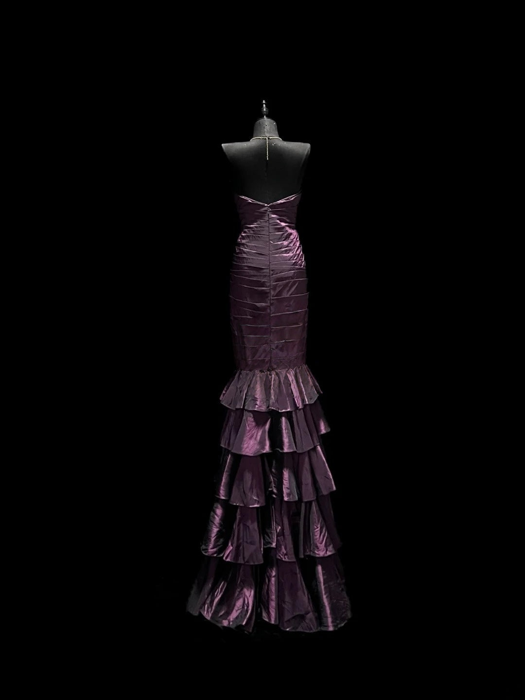 Strapless Purple Layered Prom Dress Mermaid Evening Gown J10170