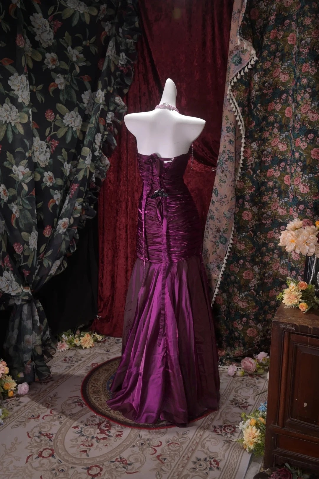 Strapless Purple Mermaid Prom Dress Formal Evening Gown J10576