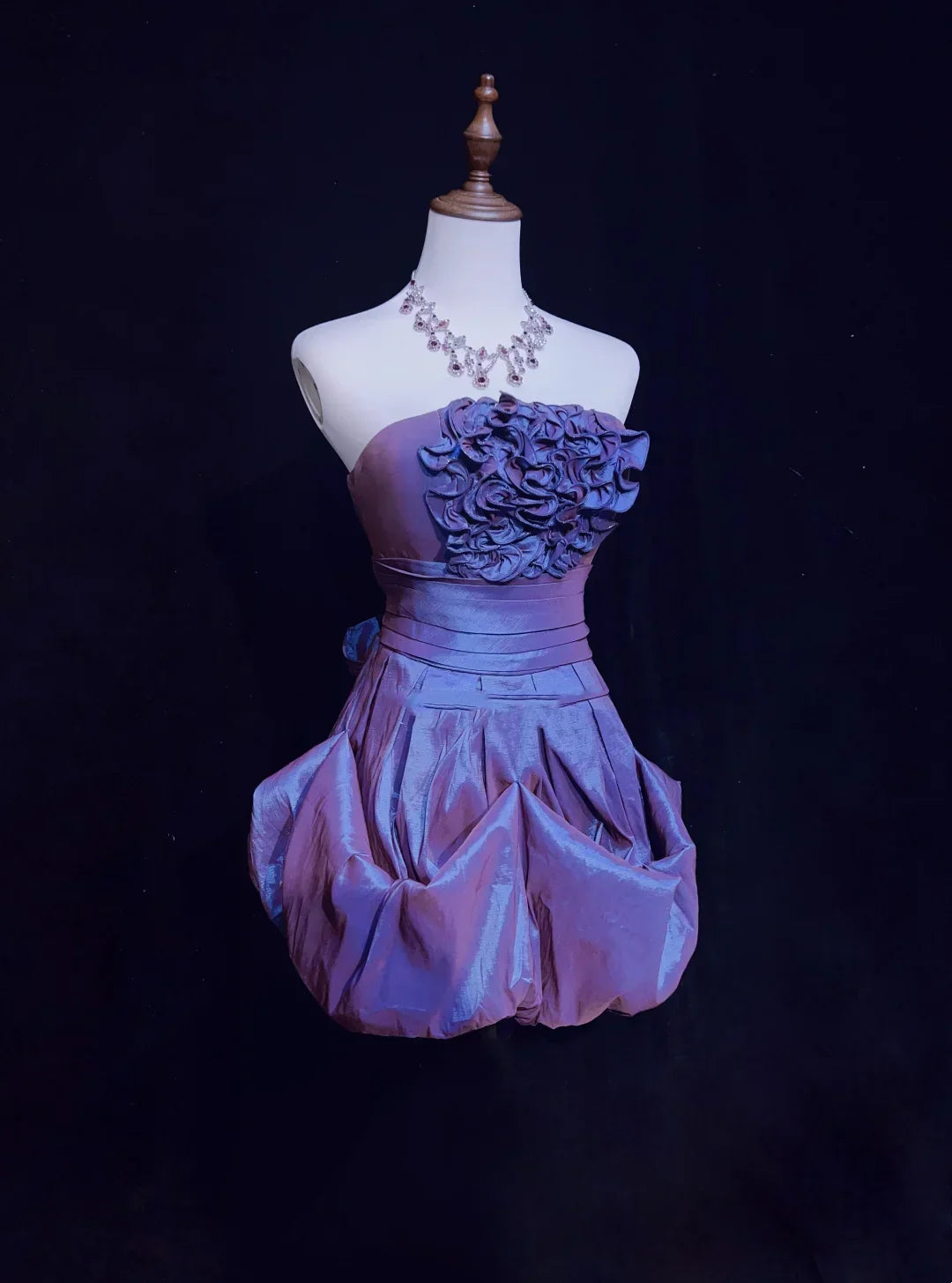 Strapless Purple Taffeta Short Homecoming Dress Cocktail Dress