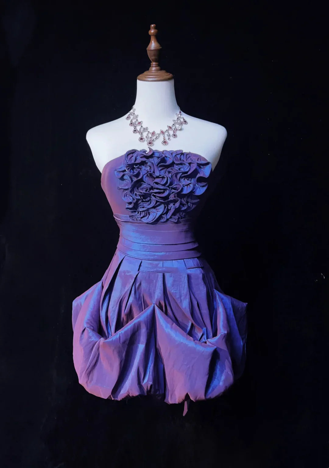 Strapless Purple Taffeta Short Homecoming Dress Cocktail Dress