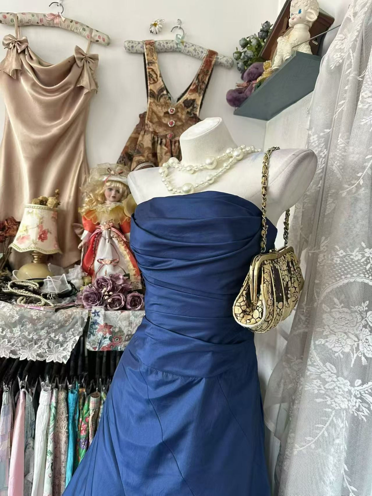 Strapless Royal Blue A Line Formal Prom Dress Elegant Evening Gown J11112