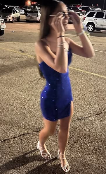 Strapless Royal Blue Sparkle Homecoming Dress With Slit J11054