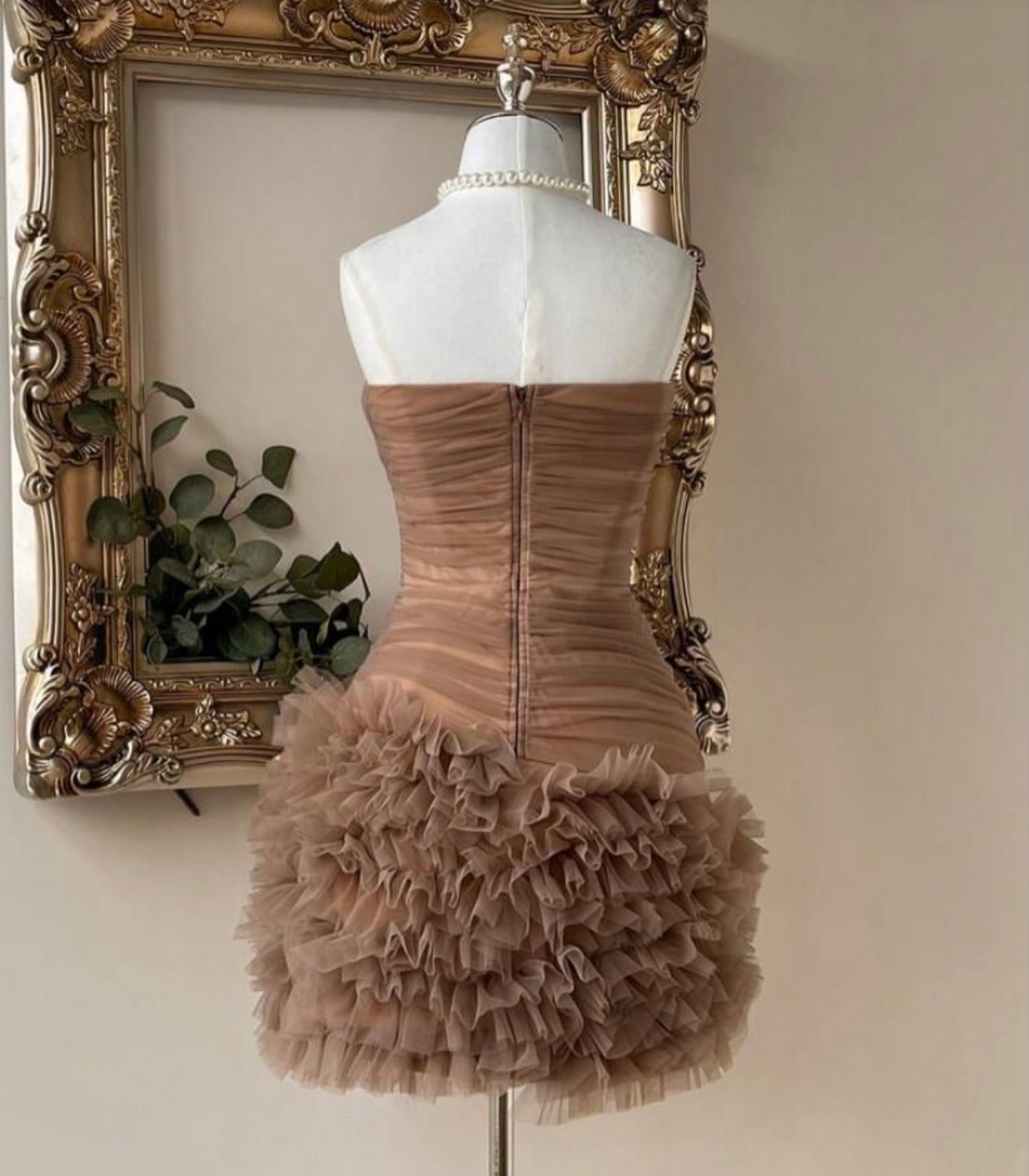 Strapless Ruffled Sheath Homecoming Dress Tulle Birthday Dress J11357
