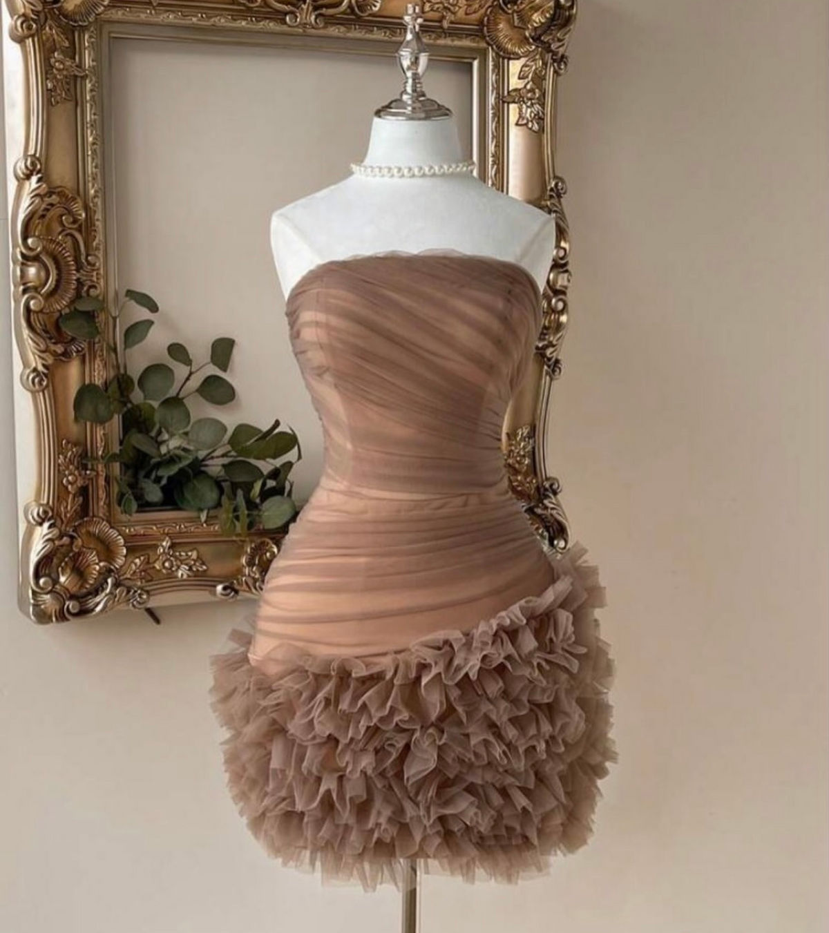Strapless Ruffled Sheath Homecoming Dress Tulle Birthday Dress J11357