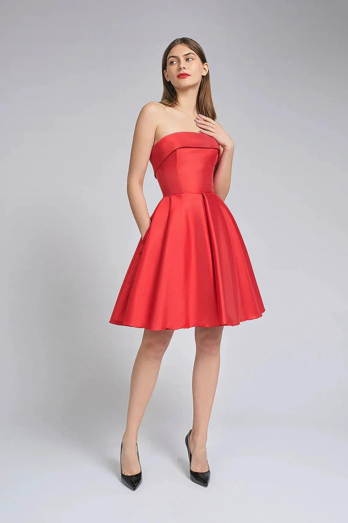 Strapless Satin Homecoming Dresses for Teens SYH101 by vivymakudress