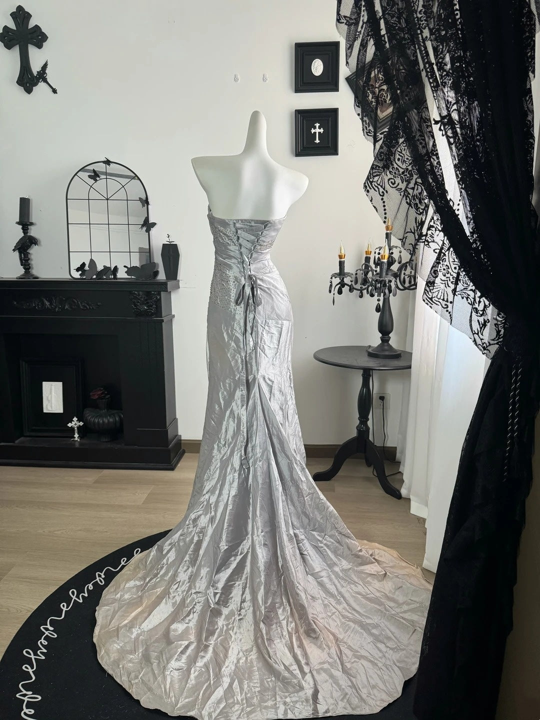 Strapless Silver Sheath Prom Dress Sheath Evening Dress