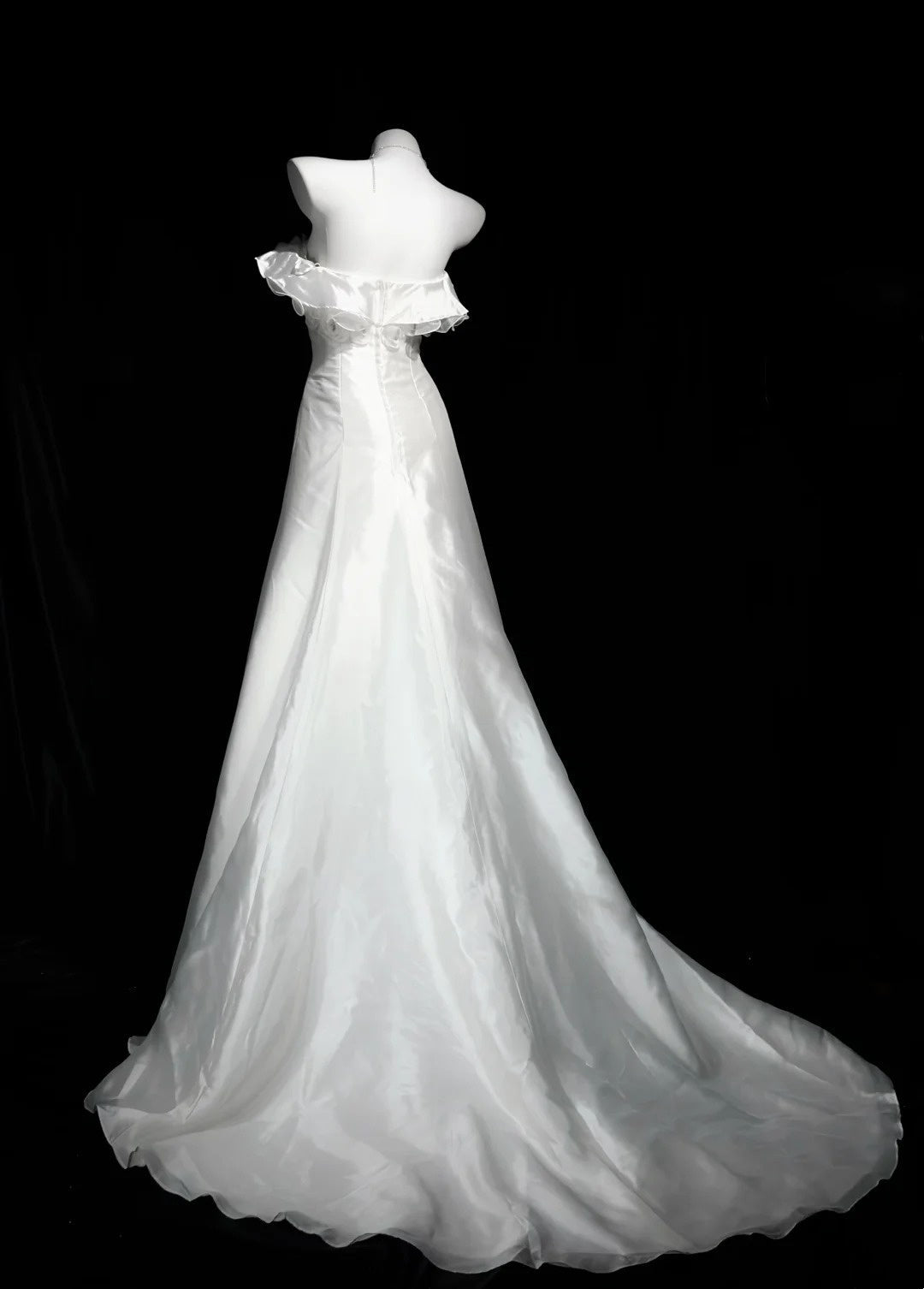 Strapless White Ruffled Wedding Dress Formal Birthday Dress J10671