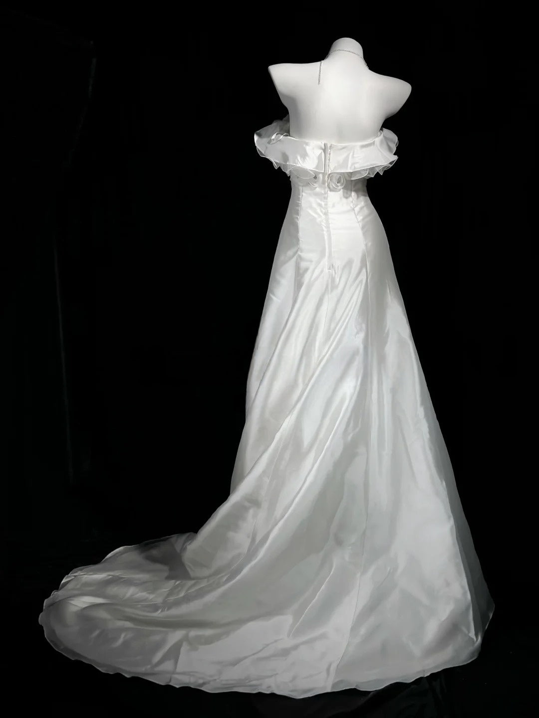 Strapless White Ruffled Wedding Dress Formal Birthday Dress J10671